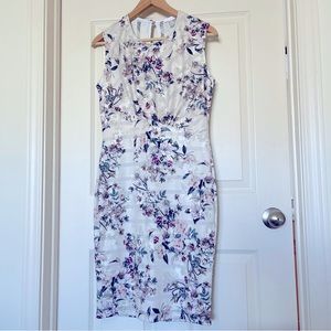 Venus White Floral Bodycon Midi Dress